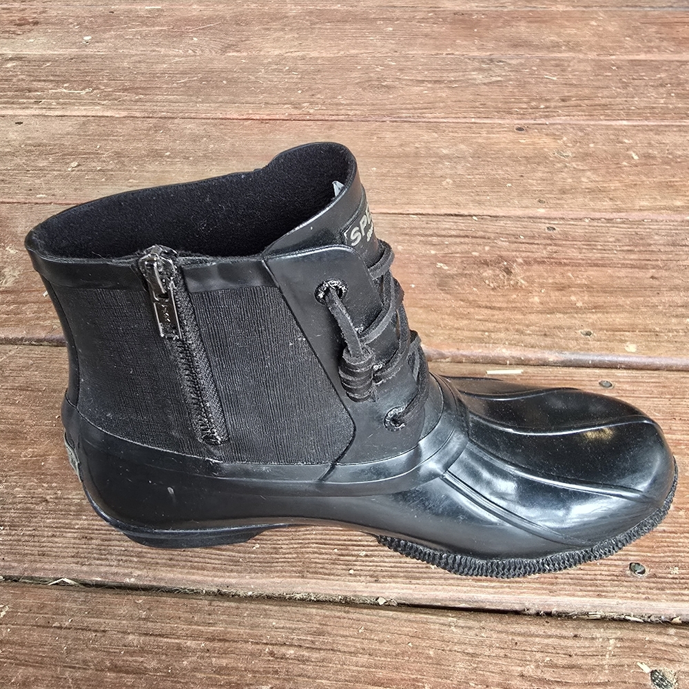 Sperry Womens Black Rubbberized Sider       Size 6.5 STS82032 - Picture 6 of 10